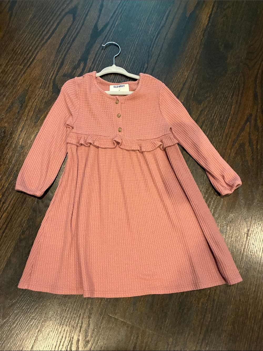 Old Navy Girls' Dusty Rose Textured Ruffle Dress